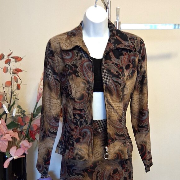 Preowned Dino Women’s Blazer Multi Color Printed Jacket Spring Fall Jackets 8 M - Picture 5 of 10
